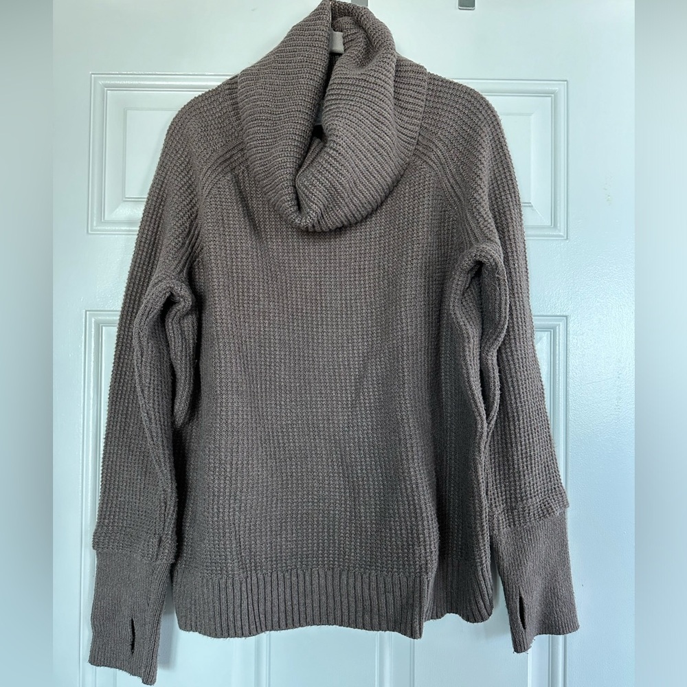 Cozy cowl neck sweater with thumb loops